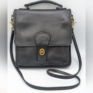 Vintage Coach Glenwood Bag 250 Black Leather Crossbody Messenger Made in USA